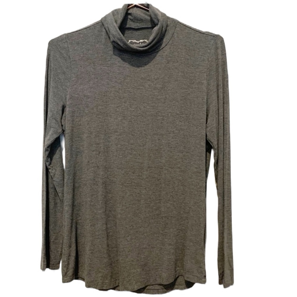 Maison Jules Long Sleeve Dark Gray Turtleneck Tee